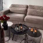 Velvet taupe loungebank 315x250cm, Ophalen, Zo goed als nieuw, Vierpersoons of meer, Hoekbank