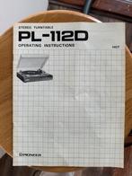 Pioneer PL 112D manual orgineel, Audio, Tv en Foto, Platenspelers, Ophalen of Verzenden, Zo goed als nieuw, Pioneer