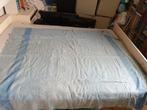 Aabe ? 1p blauwe wollen retro deken 193-158cm streep, Eenpersoons, Blauw, Ophalen of Verzenden, Deken of Dekbed