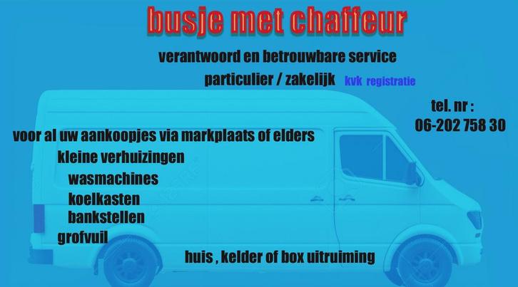 Ruime bus met chauffeur, Diensten en Vakmensen, Koeriers, Chauffeurs en Taxi's, Chauffeursdiensten, Koeriersdiensten