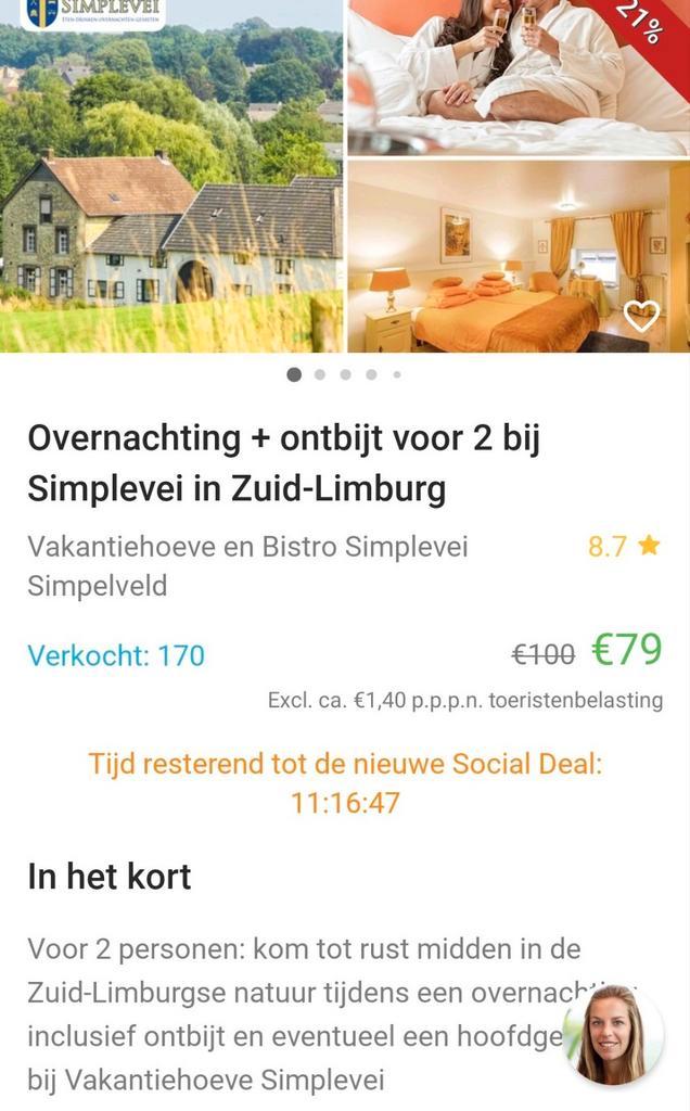 Overnachting, Tickets en Kaartjes, Hotelbonnen, Twee personen, 1 overnachting