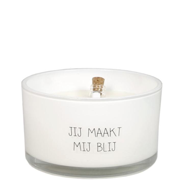 Flessenpost kaars jij maakt mij blij leuk kado bedankje, Huis en Inrichting, Woonaccessoires | Kandelaars en Kaarsen, Nieuw, Kaars