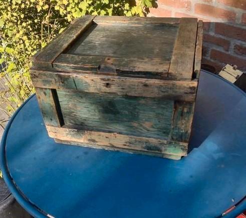Vintage kistje houten kist oud groen, Huis en Inrichting, Woonaccessoires | Kisten, Minder dan 50 cm, Minder dan 50 cm, Ophalen of Verzenden