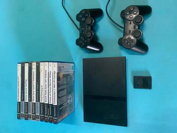 PS2 Slim + 2 Controllers + Games beschikbaar voor biedingen