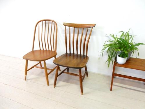 retro vintage stoel Akerblom spijlenstoel jaren 50 zweden, Huis en Inrichting, Stoelen, Gebruikt, Eén, Hout, Bruin, Ophalen of Verzenden
