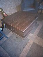 Koloniale tafel met opbergvak 90cmx90cmx46cm, Overige houtsoorten, Gebruikt, 50 tot 100 cm, Koloniaal