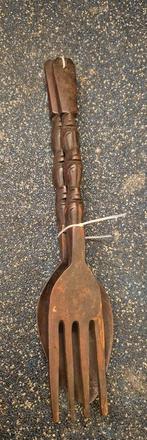 Antiek vintage brocant Houten lepel en vork set hand gemaakt, Antiek en Kunst, Antiek | Bestek, Ophalen of Verzenden