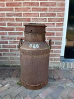 Oude melkbus met deksel, roest bruin, Ophalen of Verzenden