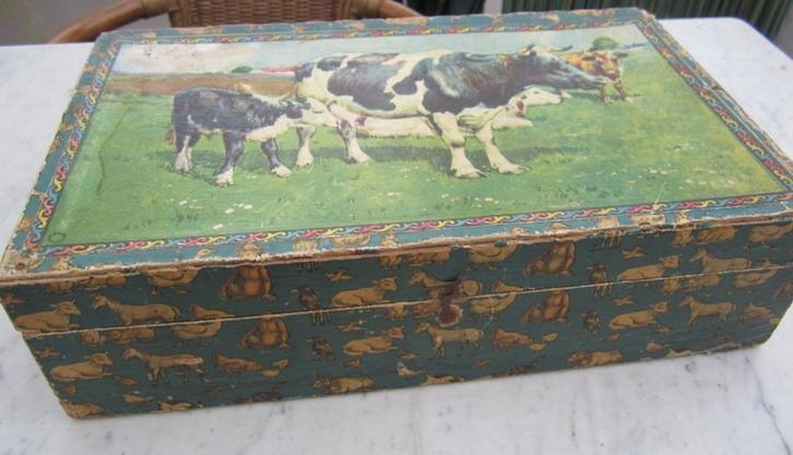 Antieke blokpuzzel met GELUID! UNIEK, Victoriaans koe koeien, Antiek en Kunst, Antiek | Overige Antiek, Verzenden