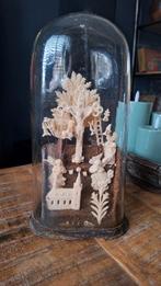 Antieke grote glazen stolpje met religieuze voorstelling, Antiek en Kunst, Ophalen of Verzenden