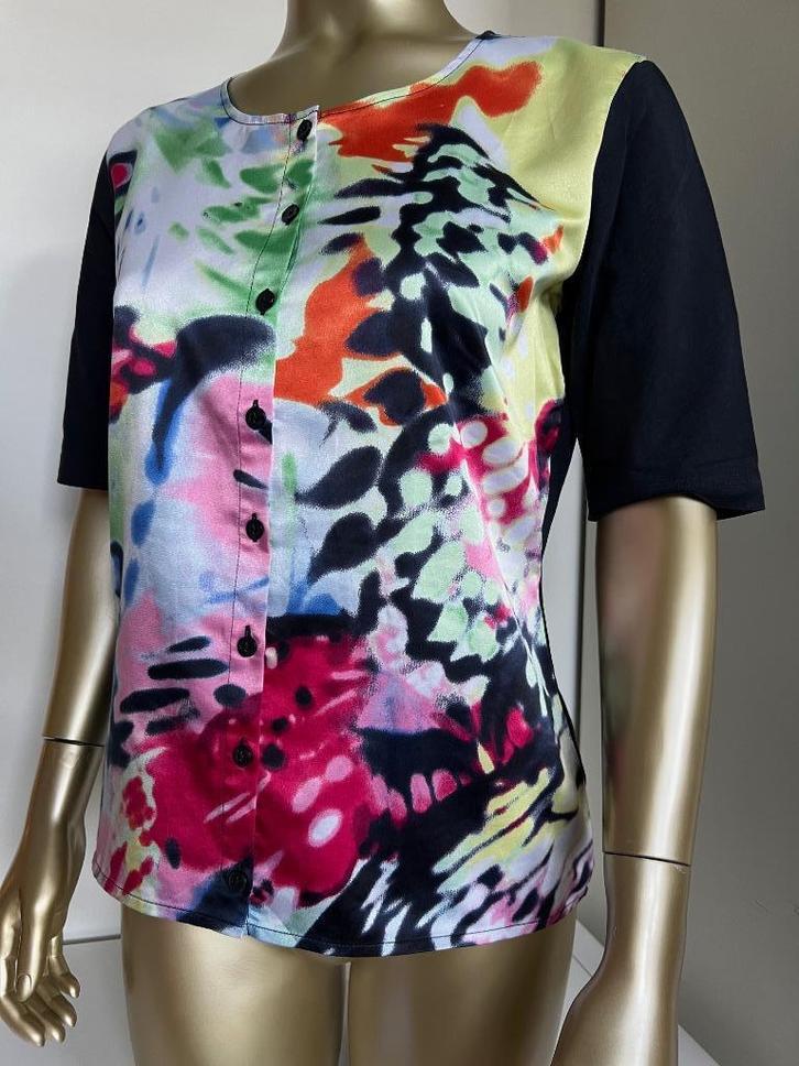 T-shirt Gerry Weber, veelkleurige glanzende voorkant, 38, Kleding | Dames, T-shirts, Gedragen, Maat 38/40 (M), Blauw, Korte mouw