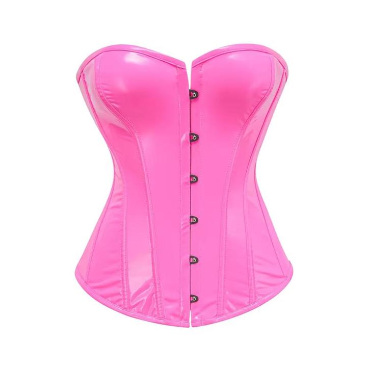 Roze dames lak korset glanzend glimmend leren wetlook, Kleding | Dames, Ondergoed en Lingerie, Body of Korset, Roze, Verzenden