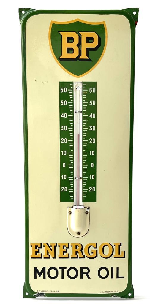 Origineel oud emaille reclame bord BP Motor Oil Thermometer, Verzamelen, Merken en Reclamevoorwerpen, Gebruikt, Reclamebord, Ophalen of Verzenden