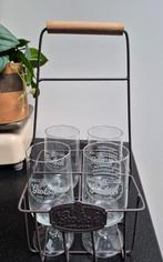 Grolsch 400 jaar! Metalen rek met 4 glazen op voet, Ophalen of Verzenden, Zo goed als nieuw