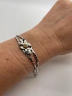 A652 Prachtige zilveren armband parel blauwe saffier, Sieraden, Tassen en Uiterlijk, Antieke sieraden, Ophalen of Verzenden, Zilver