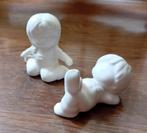 Witte vintage keramieken beeldjes meisje en jongen, Ophalen of Verzenden, Zo goed als nieuw, Mens