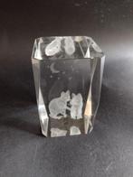 3D laser glasblok / kristal object met 2 katten H 8,5 cm, Antiek en Kunst, Antiek | Glas en Kristal, Ophalen