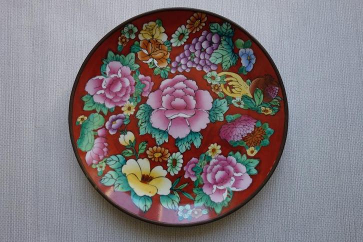 Wandbord porselein metaal Chinees, Antiek en Kunst, Antiek | Wandborden en Tegels, Ophalen of Verzenden