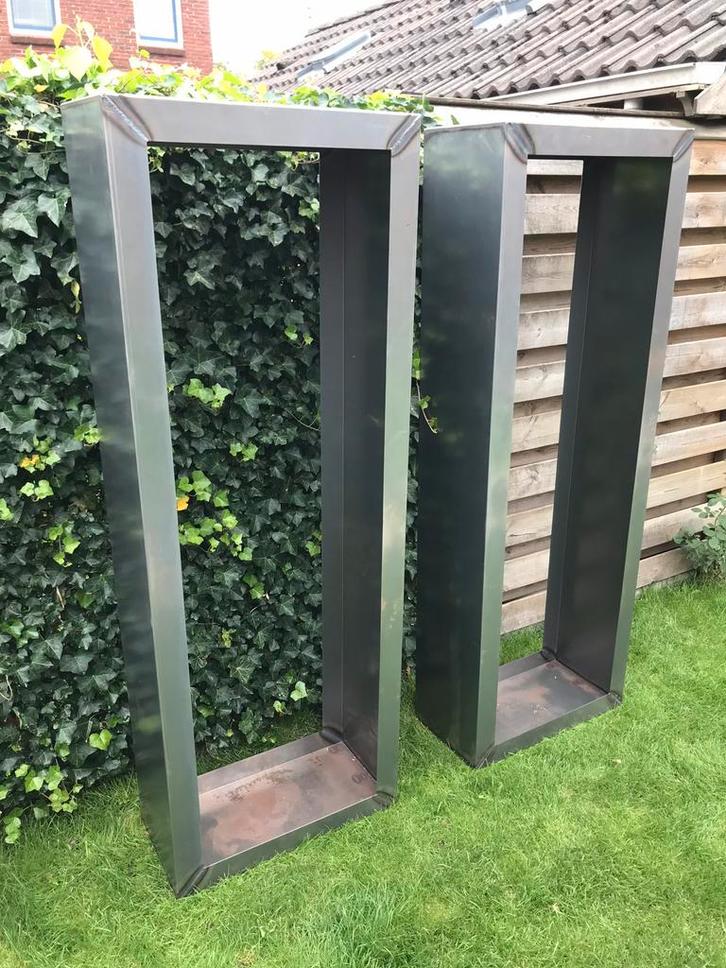 Haardhout opslag corten staal houtopslag, Tuin en Terras, Bergingen en Tuinkasten, Nieuw, Metaal, Ophalen