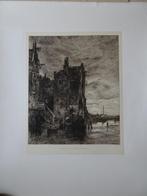 Ets huizen aan het water in Dordrecht, Zilcken n. Maris 1880, Antiek en Kunst, Kunst | Etsen en Gravures, Verzenden
