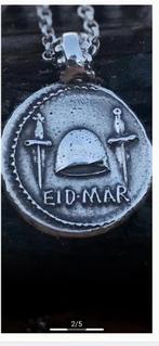 Ketting Brutus EID MAR munt hanger, Met hanger, Ophalen of Verzenden, Zo goed als nieuw, Zilver
