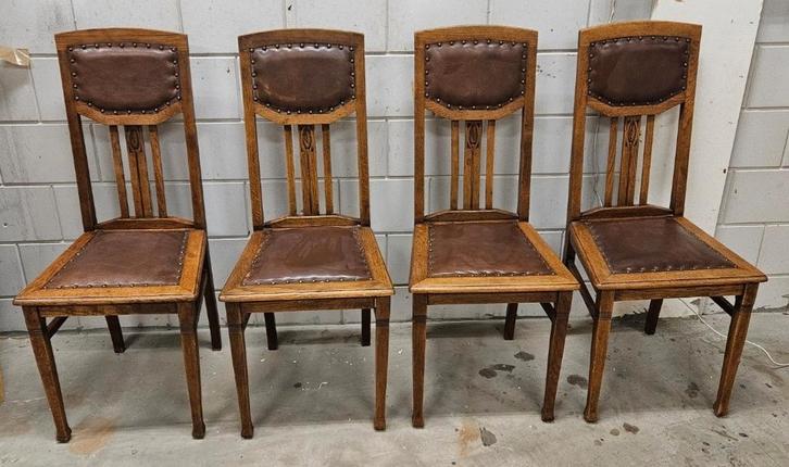 Set van 4 Antieke Eetkamerstoelen, Antiek en Kunst, Antiek | Meubels | Stoelen en Banken, Ophalen