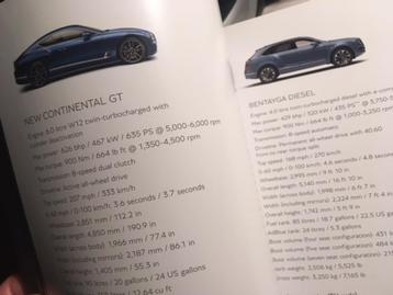Bentley range incl Continental GT brochure/auto folder '13 beschikbaar voor biedingen
