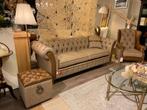 Henley Harris Tweed stof leer Chesterfield 3 Zits bank wol, Ophalen of Verzenden, Nieuw, 75 tot 100 cm, Stof