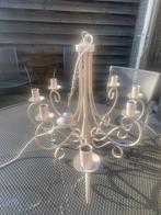 Grote metalen taupe KROONLUCHTER 8 armig, Huis en Inrichting, Lampen | Kroonluchters, Verzenden, Gebruikt