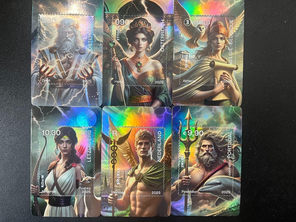 ≥ Complete set 6 Crypto stamp 2025 mythische helden 5 landen — Postzegels |  Nederland — Marktplaats