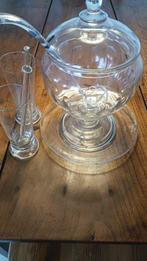 Glazen bowlstel compleet met lepel en schaal, Antiek en Kunst, Ophalen