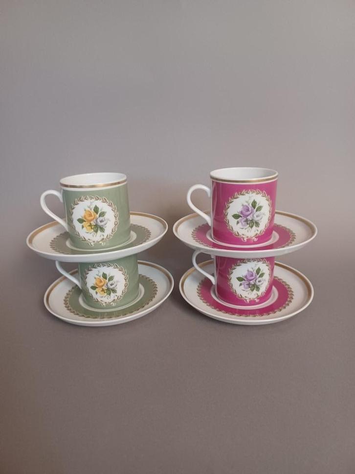 4 kop en schotel Mosa Maastricht Vintage retro 1970, Antiek en Kunst, Antiek | Servies los, Ophalen of Verzenden