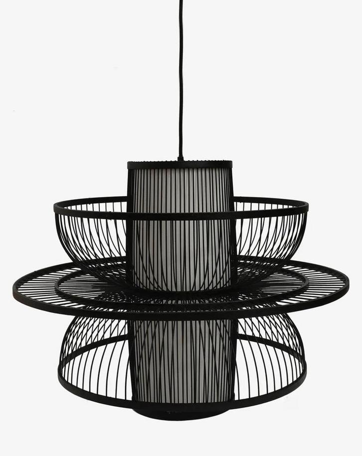 Sissy-Boy Zwarte Hanglamp Bamboe L, Huis en Inrichting, Lampen | Hanglampen, Nieuw, Minder dan 50 cm, Ophalen