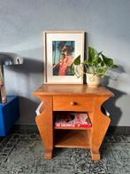 Vintage jaren 70 houten kastje met tijdschriftenbakjes, Minder dan 50 cm, 1 of 2 laden, Ophalen of Verzenden, Zo goed als nieuw