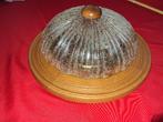 Vintage/antieke amberkleurige plafondlamp, Huis en Inrichting, Ophalen, Zo goed als nieuw, Glas, Eerste helft  20ste eeuw.