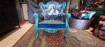 grote romantische fauteuil met applicatie en houtsnijwerk, Ophalen, Overige materialen, 75 tot 100 cm, Zo goed als nieuw