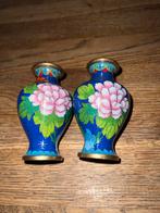Cloisonne Minivaasjes - Set van 2, Huis en Inrichting, Woonaccessoires | Vazen, Overige materialen, Gebruikt, Blauw, Ophalen of Verzenden