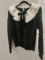 ZARA sweater wool like black, collar white black lace size L, Ophalen of Verzenden, Zo goed als nieuw, Zwart