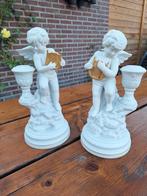 Porceleinen beeld. Kandelaar met engel met harp. Italiaans., Ophalen of Verzenden, Zo goed als nieuw