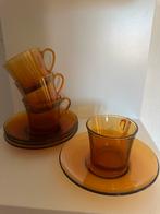 Duralex Amber Kop en Schotel Set - 4 Stuks, Huis en Inrichting, Keuken | Servies, Gebruikt, Ophalen of Verzenden, Glas, Effen