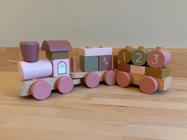 Little Dutch blokkentrein flowers, Kinderen en Baby's, Speelgoed | Houten speelgoed, Gebruikt, Overige typen, Ophalen