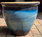 Blauw Geglazuurde Bloempot - 45cm, Tuin en Terras, Bloempotten, Ophalen, Gebruikt, 40 cm of meer, Rond