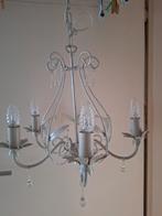 5 armige leuke grijs/taupe kleurige hanglamp met blaadjes, Huis en Inrichting, Lampen | Kroonluchters, Ophalen, Zo goed als nieuw