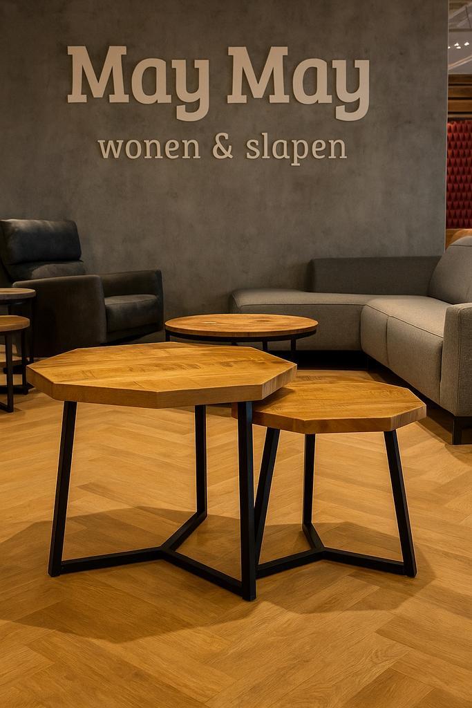 Salontafel 2-Delig 8-Hoekig Mango Direct/leverbaar E-7258, Huis en Inrichting, Tafels | Salontafels, Nieuw, Minder dan 50 cm, Minder dan 50 cm