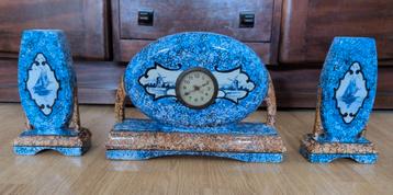 Majolique Wasmuel pendule schouw klok set art deco ca.1925 beschikbaar voor biedingen