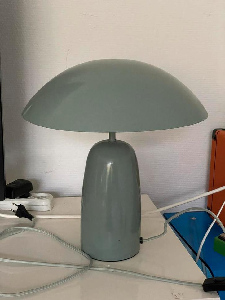 Turquoise mushroom lacquered metal table lamp from H&M, Huis en Inrichting, Lampen | Tafellampen, Zo goed als nieuw, Minder dan 50 cm