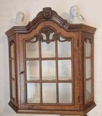 Antiek Noten Vitrinekastje met Snijwerk, Glas, 50 tot 100 cm, Minder dan 25 cm, Minder dan 100 cm