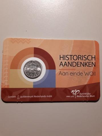 Historische coincard KNM: 1/10 gulden Ned. Indië 1945 S beschikbaar voor biedingen