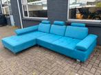 Prachtige lounge stoffen hoekbank blauw, Ophalen of Verzenden, Gebruikt, 75 tot 100 cm, Leer