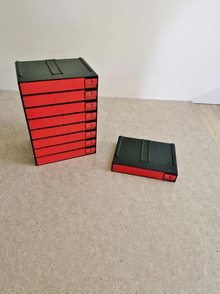 Vintage casette opbersysteem,lades drukknopjes,stapelbaar, Ophalen of Verzenden, Audio en Video